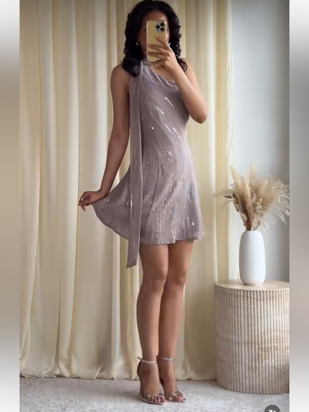 ZARA SHORT SEQUIN FOULARD DRESS